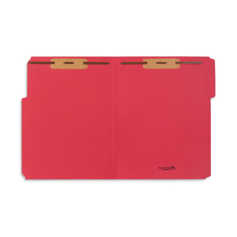 Blue Summit Supplies 50 Red Fastener File Folders - 1/3 Cut Reinforced Tab - Durable 2 Prongs Bonded Fastener Designed to Organize Standard Medical Files, Law Client Files, Office Reports - Letter Size, Red, 50 Pack - Image 2